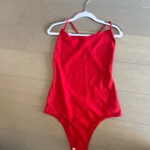 Reformation ribbed crossed back bodysuit